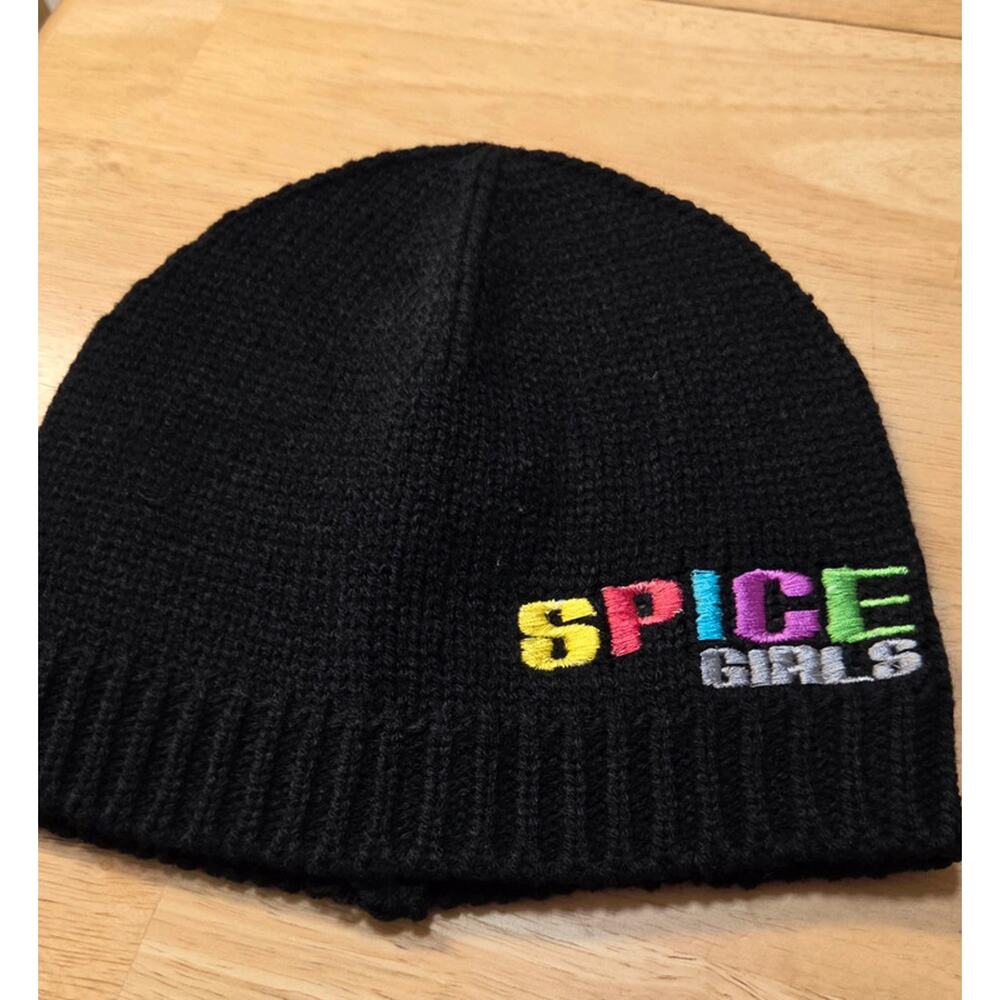 Spice Girls Beanie Hat Black Multi Color Embroidered Logo NWT Official Cap